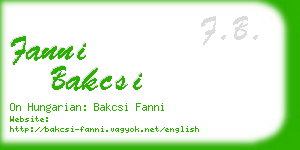 fanni bakcsi business card